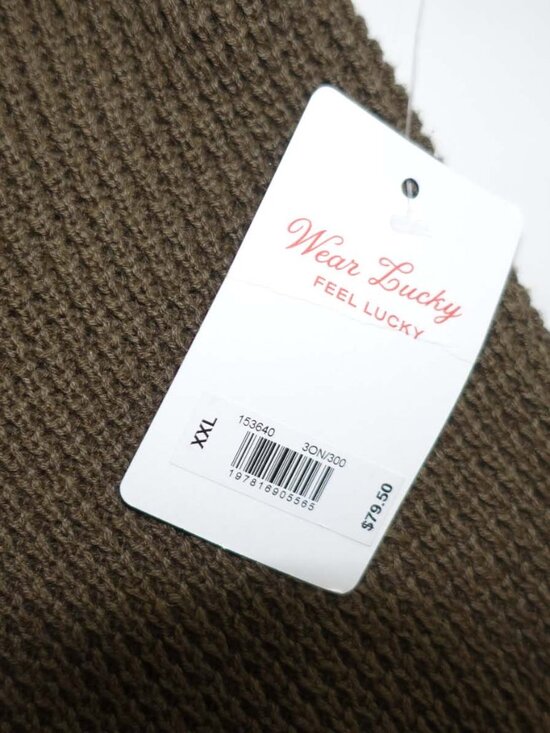 Lucky Brand Men's Waffle Crewneck Sweater Size XXL NWT Green Cotton Linen 2XL - Picture 3 of 9